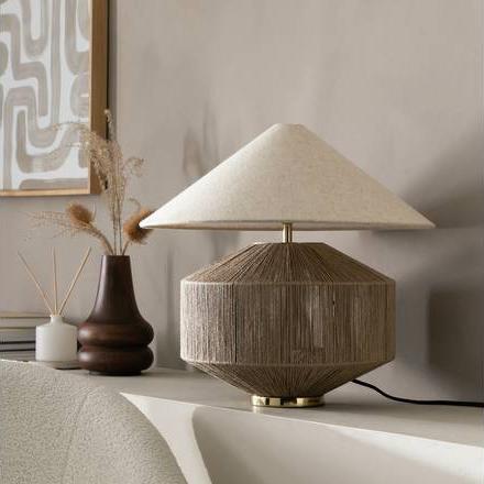Habitat Jute Wrapped 37cm Table Lamp - Gold & Natural