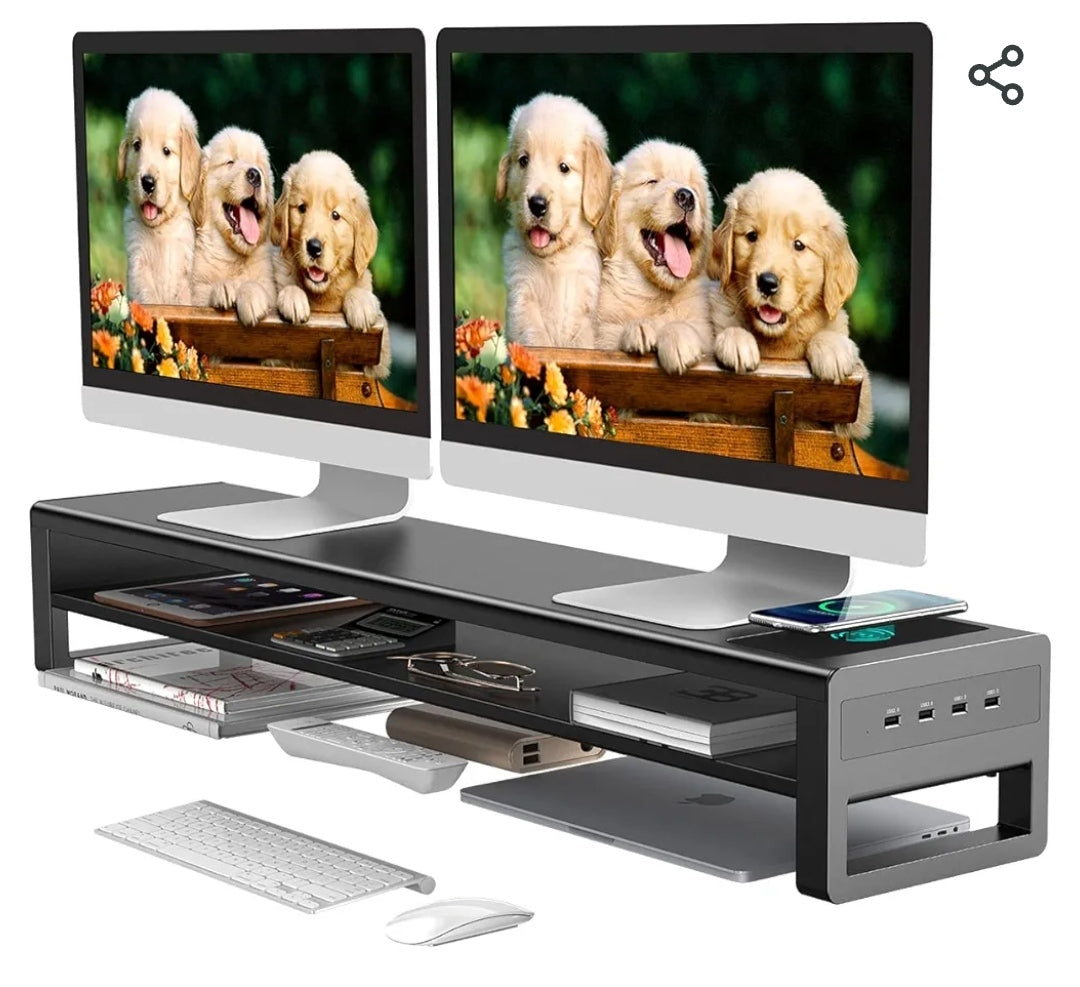 VAYDEER 2 tier dual monitor stand